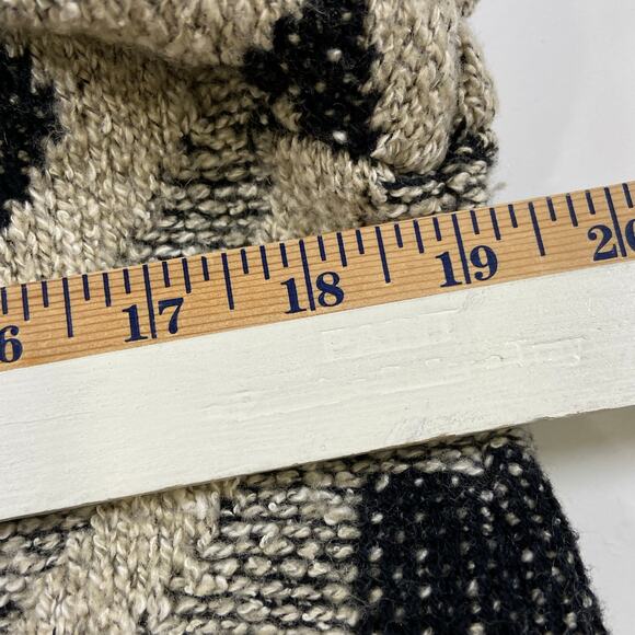 Lucky Brand Long Cardigan Sweater Black Gray Geometric Tribal Aztec Overcoat XL - Picture 12 of 12